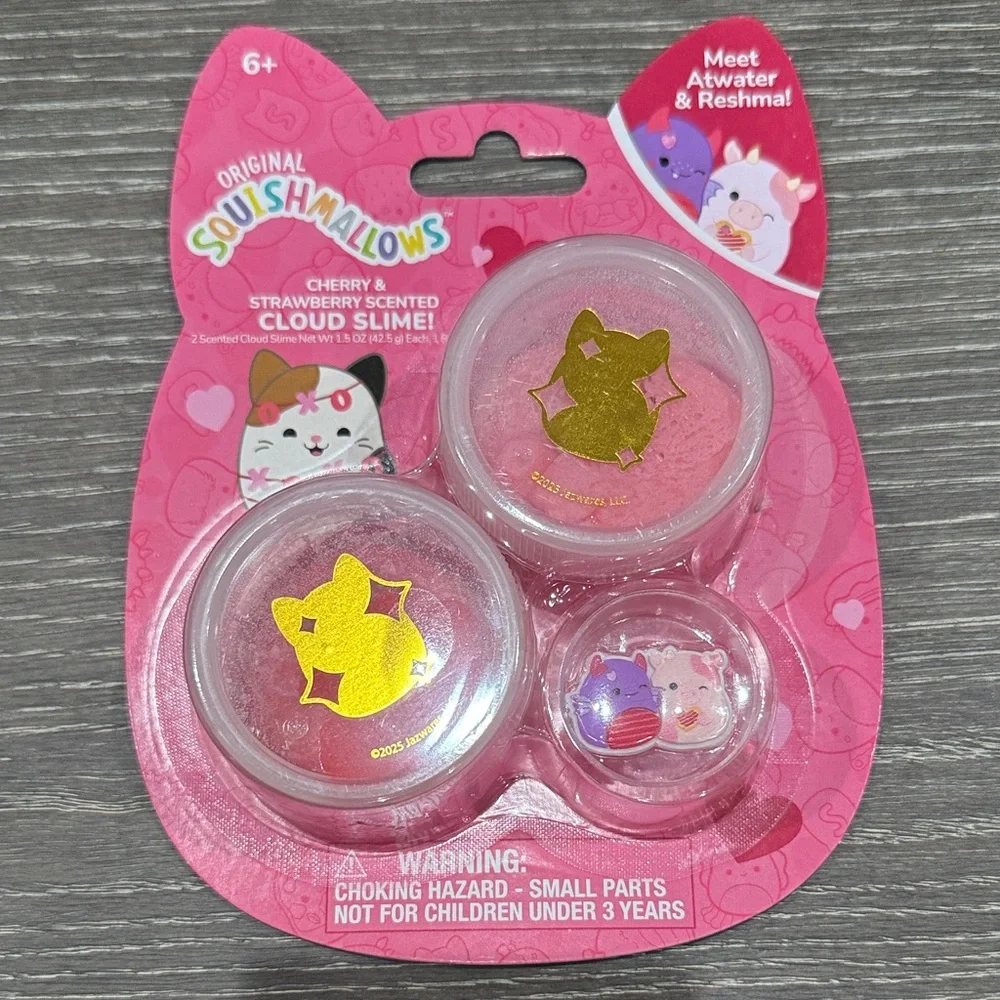 NWT Squishmallows Cherry & Strawberry Scented Cloud Slime Set